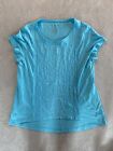 Chico's Shirt 2 Women's Large Eyelet Front Short Sleeve Tee T Shirt Solid Blue