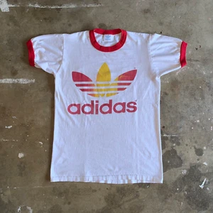 70s - 80s VINTAGE CLASSIC ADIDAS TREFOIL RINGER T-SHIRT ADULT SIZE SMALL S NIKE - Picture 1 of 12