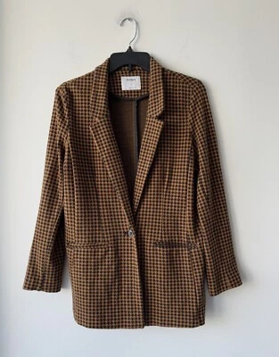 Old Navy Houndstooth Print Blazer Brown Black One Button Women’s Small - Image 1 of 4