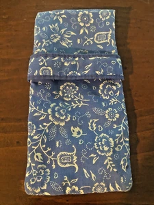 WOMEN'S Eye Glass / Sunglass Soft BLUE FLORAL Fabric Fold Close Case - Picture 1 of 5