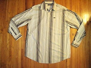 Big & Tall Men's Enyce Tan/Brown Stripe Long Sleeve Casual Shirt Size 3XL - Picture 1 of 8