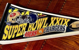 Vintage SUPER BOWL XXIX 49ers vs. Chargers Collectors Pennant (New Old Stock) - Picture 1 of 3