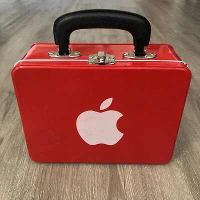 Vintage Apple Computer Lunchbox Red Tin Employee Promotional Giveaway 90s Rare - Image 1 of 4