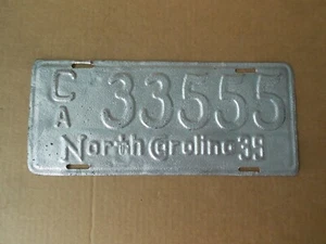 1939 NC targa rimorchio CA 33555 Carolina del Nord argento dipinto - Foto 1 di 12