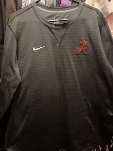 Alabama Crimson Tide Sweatshirt Mens Small Gray Red Logo Waffle Knit Fleece Nike - Picture 1 of 2