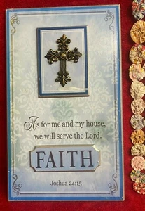 Vtg Religious Sign Faith with Metallic Cross & "Serve The Lord" Jeremiah 29:11 - Picture 1 of 5