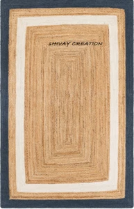 Rug Jute Rectangle Natural Handmade Carpet Modern Braided Stylish Runner Rug - Picture 1 of 3