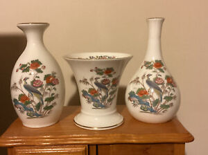 Wedgwood Bone China. Kutani Crane Collection Of Vases. Ex Con