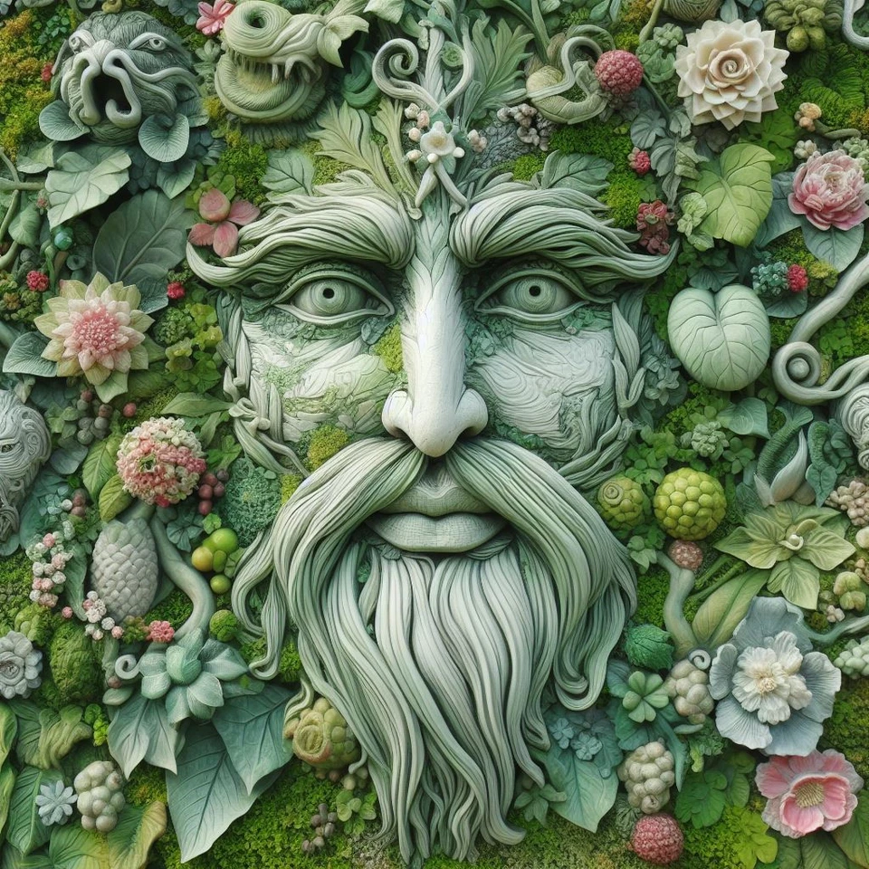 RUTH ART DESIGN The Green Man Celtic Mystic Mythology Colourful Greeting Card and Envelope New
