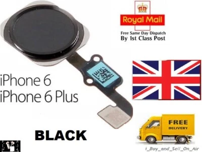 For iPhone 6 & 6 Plus Home Button Flex Cable Replacement BLACK. FAST & FREE - Image 1 of 2