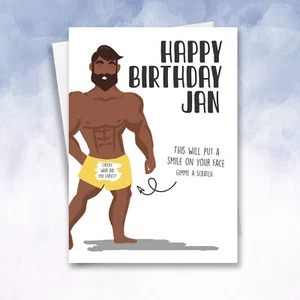 Tarjeta personalizada rascada descarada, cumpleaños sexy hombre divertido, gay travieso - Imagen 1 de 7