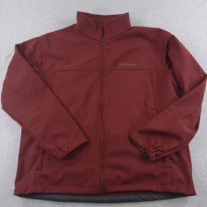 Columbia Jacket Mens 2XL XXL Maroon Ascender Softshell Fleece Lined Mock Neck - Picture 1 of 13