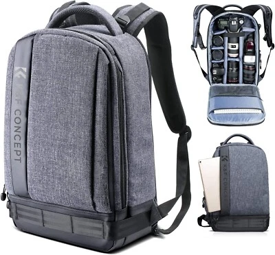 Lightweight DSLR Camera Backpack Water Resistant Nylon Multipurpose Bag - Grey - Image 1 of 4