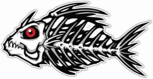 Dead Fish Bone Fishing Fisherman Hook Rod Car Bumper Vinyl Sticker Decal 6"X3" - Picture 1 of 1