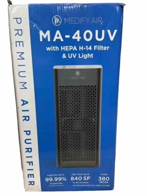 Medify MA-40-UV Air Purifier True HEPA Filter + UV Light , Black, BUNDLE OF 2