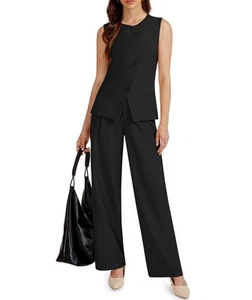 Business Freizeit Outfits für Damen Zweiteilige Sets Blazer Rundhals Weste Tasche... - Bild 1 von 6