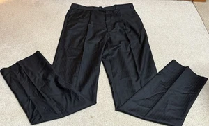 Pantalones de vestir Alfant para hombre 44L 38W nuevos con etiquetas negros con rayas pantalones piernas sin dobladillo - Imagen 1 de 4