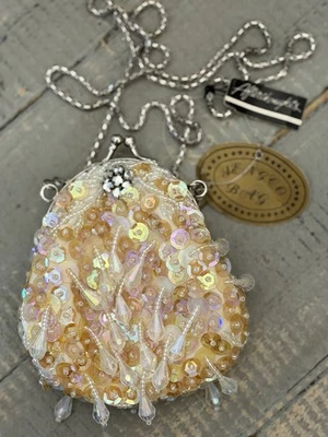 Винтажный новый 1950/60-х бисером блестки мини вечер сумка Flapper стиль Snap, металлический ремень - Изображение 1 из 4