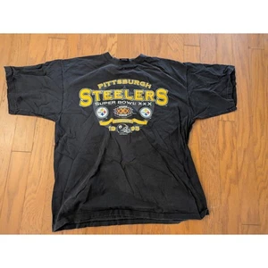 1995 Pittsburgh Steelers Super Bowl XXX AFC Champs T-Shirt Large schwarz USA - Bild 1 von 4