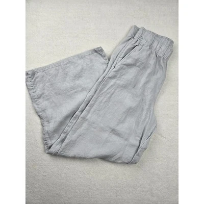 Pantalones informales SIGRID OLSEN para mujer M pierna ancha de lino gris cintura elástica Foto 1 de 4