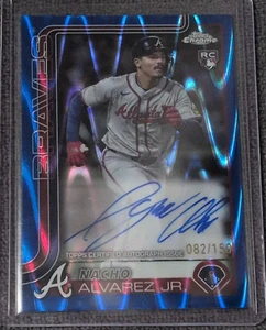 2025 Topps Chrome Blue Wave Refractor Nacho Alvarez /150 RC On Card Auto #RA-NA - Picture 1 of 3
