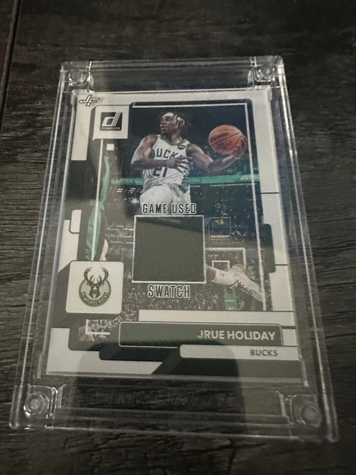 JRUE HOLIDAY JERSEY FUSION GAME USED SWATCH CARD - OPTIC - DONRUSS - Image 1 of 1