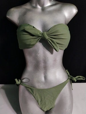 Conjunto de bikini Zaful nuevo con etiquetas talla 4 verde 2 piezas sin tirantes parte superior descarada inferior Foto 1 de 4