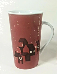 Taza de café Starbucks Winter Village roja blanca - Imagen 1 de 5