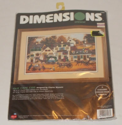 VINTAGE 1997 DIMENSIONS CREWEL KIT OLD CAP COD #1503 NEW & SEALED - Image 1 of 3
