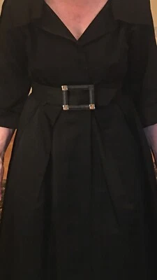 TALLA 4 ABRIGO/VESTIDO NEGRO CHARLES CHANG LIMA LARGO ÓPERA 100% ACETATO. BOLSILLOS Foto 1 de 4