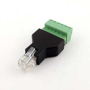 Ethernet 6P6C RJ12 Male Modular 6Pin Screw Terminal Connector Adapter Phone Line - Picture 1 of 5