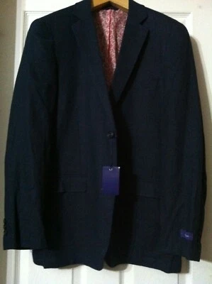 ALAN FLUSSER 男式全新蓝色 55% 亚麻 45% 灰色运动外套夹克外套,尺寸:M — 第 1/4 张图片