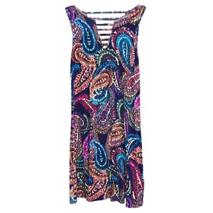 Spense A Line Dress Swing Neck Cut Out Size Small Bright Paisley Knee Length - Picture 1 of 5