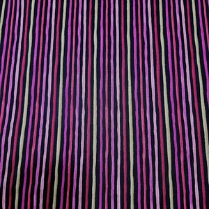 Still BTY Loralie Harris Quilting Treasures Pink Lavender Green Black Stripe - Picture 1 of 3
