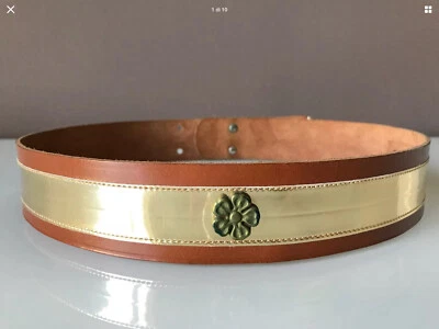 CINTURA VINTAGE ANNI '80 DA DONNA COLOR CUOIO/ORO 85 cm - Immagine 1 di 4