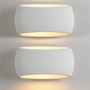 2X Wall Sconce Lamp with White Oval Ceramic Shade, Wall Mounted Light - Picture 1 of 7