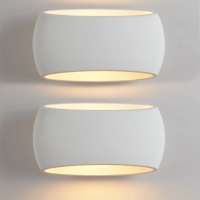 2X Wall Sconce Lamp with White Oval Ceramic Shade, Wall Mounted Light - Image 1 of 4
