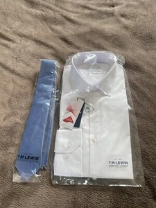 tm lewin shirt 16.5 slim Plus Pure Silk Tie - Picture 1 of 7