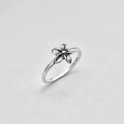 Sterling Silver Small Plumeria Flower Ring, Hawaii Lei Ring, Love Silver Rings - Image 1 of 4