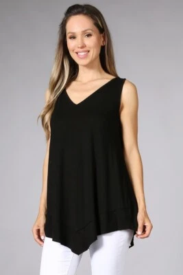 Top informal Chatoyant cuello en V negro pequeño Foto 1 de 4