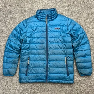 Patagonia Puffer Jacket Boys XL 12 Blue 100% Polyester Long Sleeve Full Zip - Picture 1 of 14