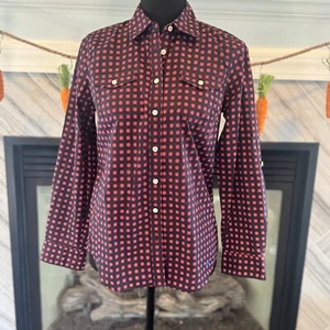 Talbots Button-Down Shirt Long Sleeve Collared Patterned Casual Top 4 Petite - Picture 1 of 5