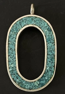 Vintage Letter O Initial Pendant Charm Turquoise Inlay Handmade Southwestern  - Picture 1 of 6