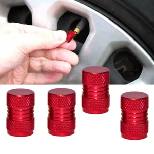 4x Red Car Tyre Tire Wheel Rims Stem Air Valve Screws Cap Dust Cover Accessories - Picture 1 of 12