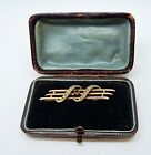 Antique English 9 Ct Gold Garnet And Seed Pearl Brooch In Jewelers Box