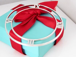 Authentic Tiffany & Co Silver Atlas Circle Bangle Bracelet 7.5" Medium Wrist - Picture 1 of 6