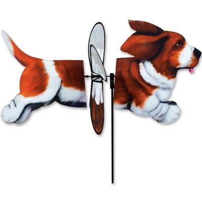 Basset Hound Wind Spinner Larger Size 31"L x 17"W x 18"D + Pole + Ground Stake - Image 1 of 4