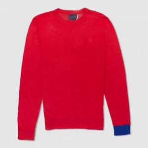 Jersey Perry Ellis America Molton Rojo Lava Algodón Cuello Redondo jj - Imagen 1 de 7