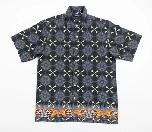 Vintage Sideout Shirt Mens Medium Black Button Up Grunge Goth Rave Skull Y2K - Picture 1 of 10