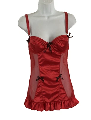 Vestido sin Mangas Rampage Intimates Y2K Lencería Talla M Rojo Malla Babydoll Hada Noche Foto 1 de 4